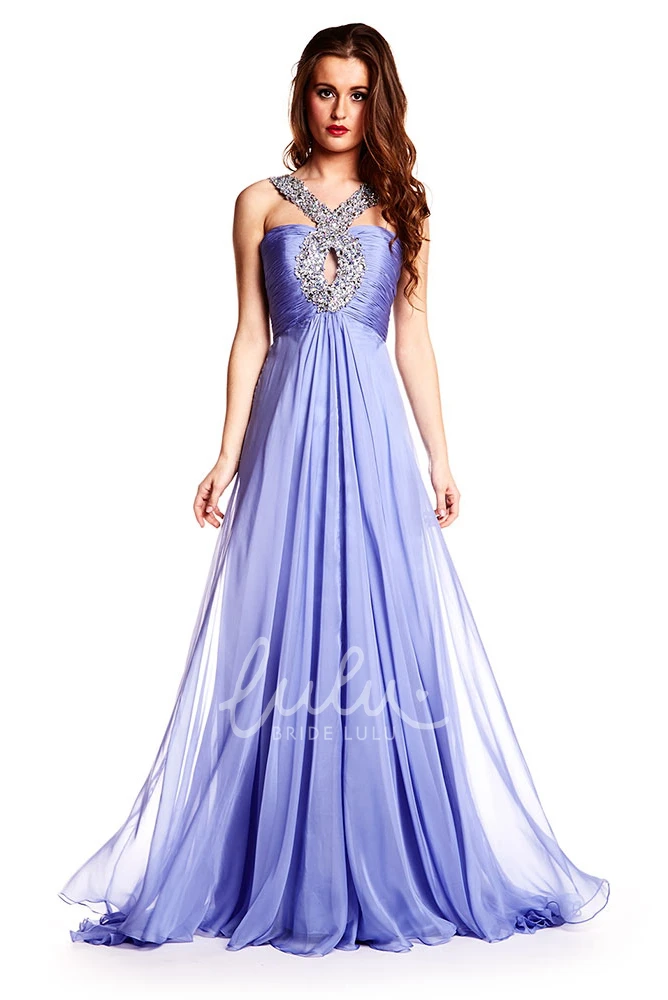 Maxi Beaded Sleeveless Chiffon Prom Dress with Straps Unique Prom Dress for Women