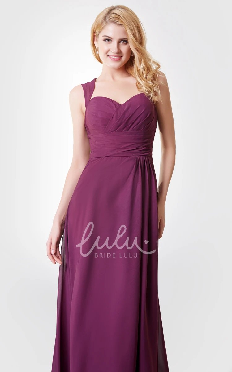 Empire Long Bridesmaid Dress with Queen Anne Neckline Classy Dress for Bridesmaid