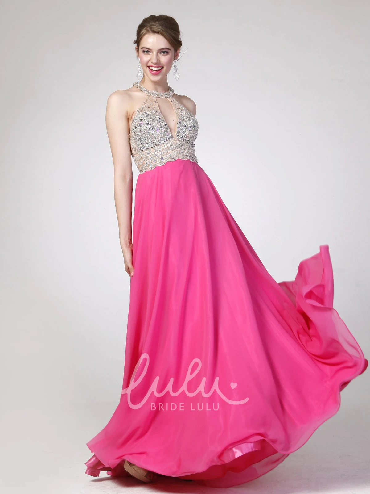 Chiffon Keyhole Bridesmaid Dress with Beading A-Line or Flowy