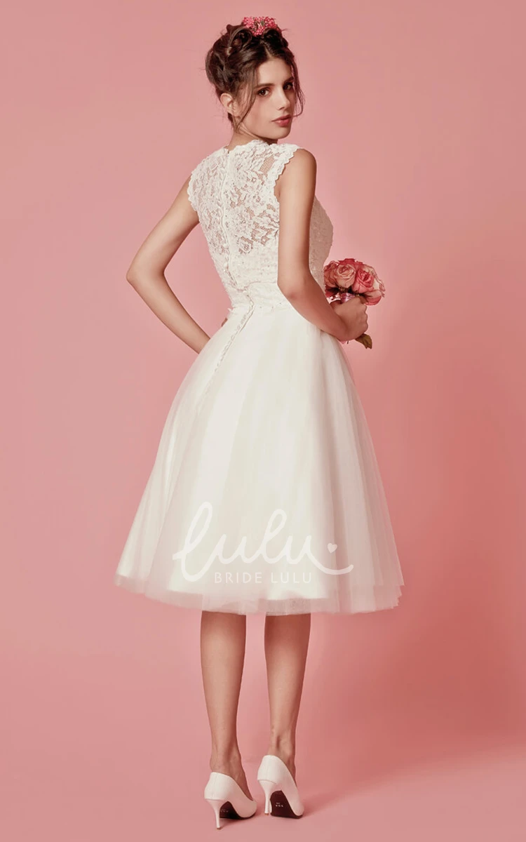 Knee Length A-Line Wedding Dress with Jacket and Cap Sleeves