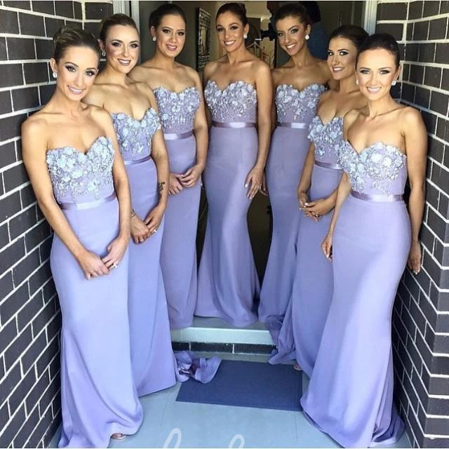 Sexy Mermaid Bridesmaid Dress Sweetheart Appliques Sleeveless Formal Dress