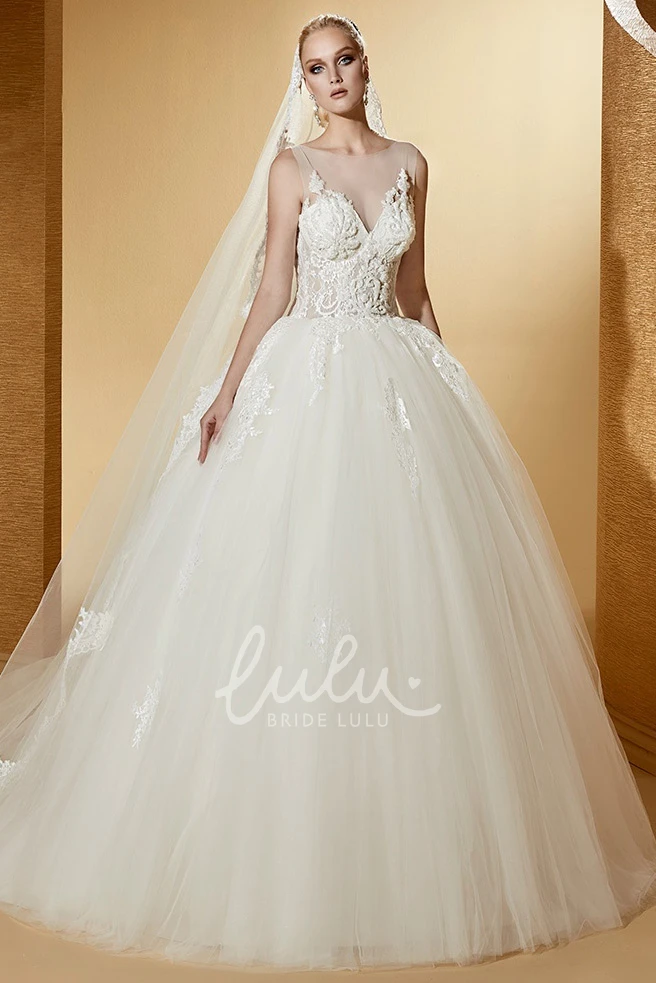 Cap Sleeve Illusion Wedding Dress with Lace Corset