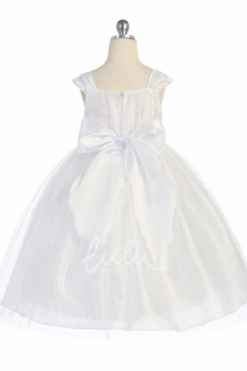 Empire Straps Tiered Tulle Tea-Length Flower Girl Dress Unique Dress for Girls