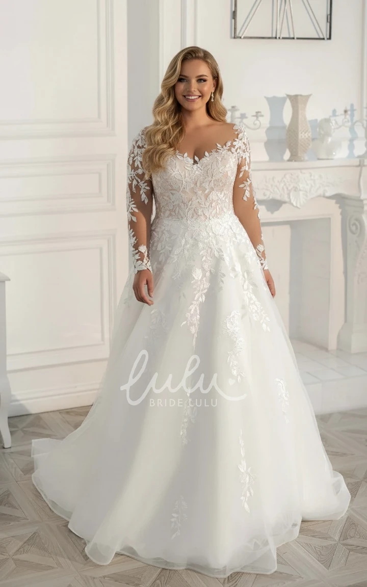 Elegant Lace Plus Size Petal Spring Wedding Dress with Sweetheart Neckline Sweep Train