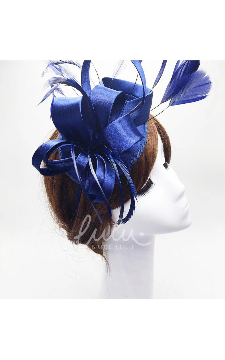 Europe Sapphire Blue Satin Hair Band Bridal Wedding Dress with Red Headdress