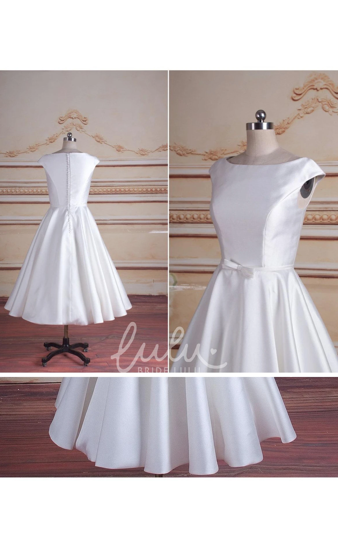 Short Satin A-Line Spring Wedding Dress Chic Simple Modern