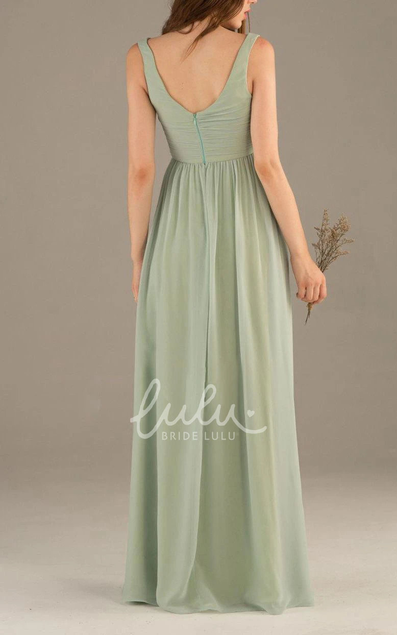 Simple Dusty Green Bridesmaid Dress