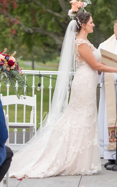 Modest Jewel Neckline Bridal Gown Illusion Lace Petals Back Garden Winter Wedding Dress