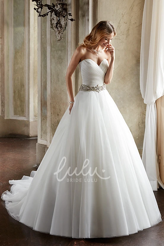 Sweetheart Tulle Ball Gown Wedding Dress with Jeweled Criss Cross