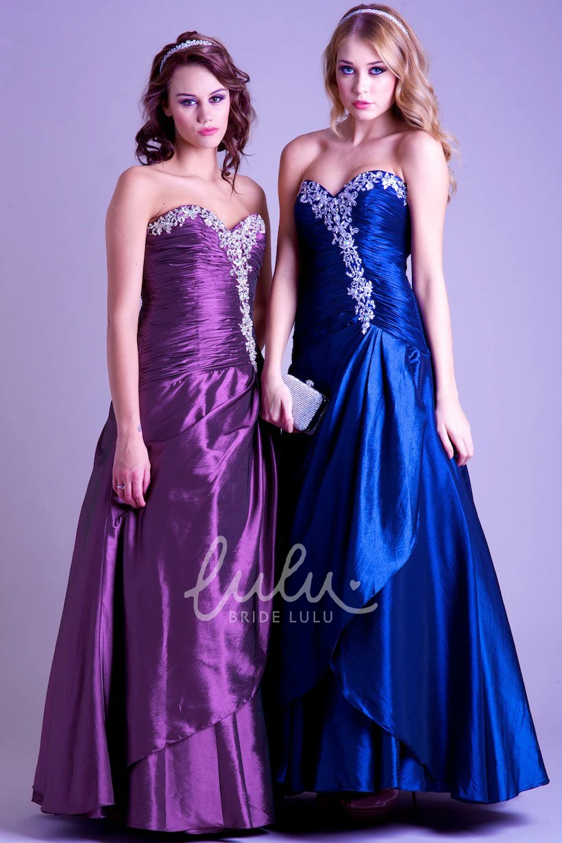 Sweetheart Satin Prom Dress A-Line & Maxi with Ruching Beading and Draping