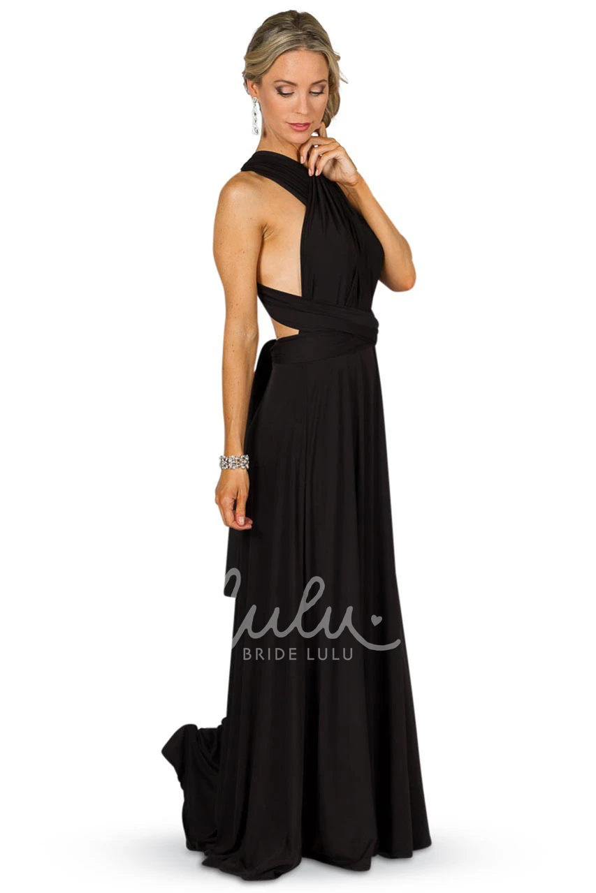 Ruched Sheath Convertible Bridesmaid Dress Long Chiffon
