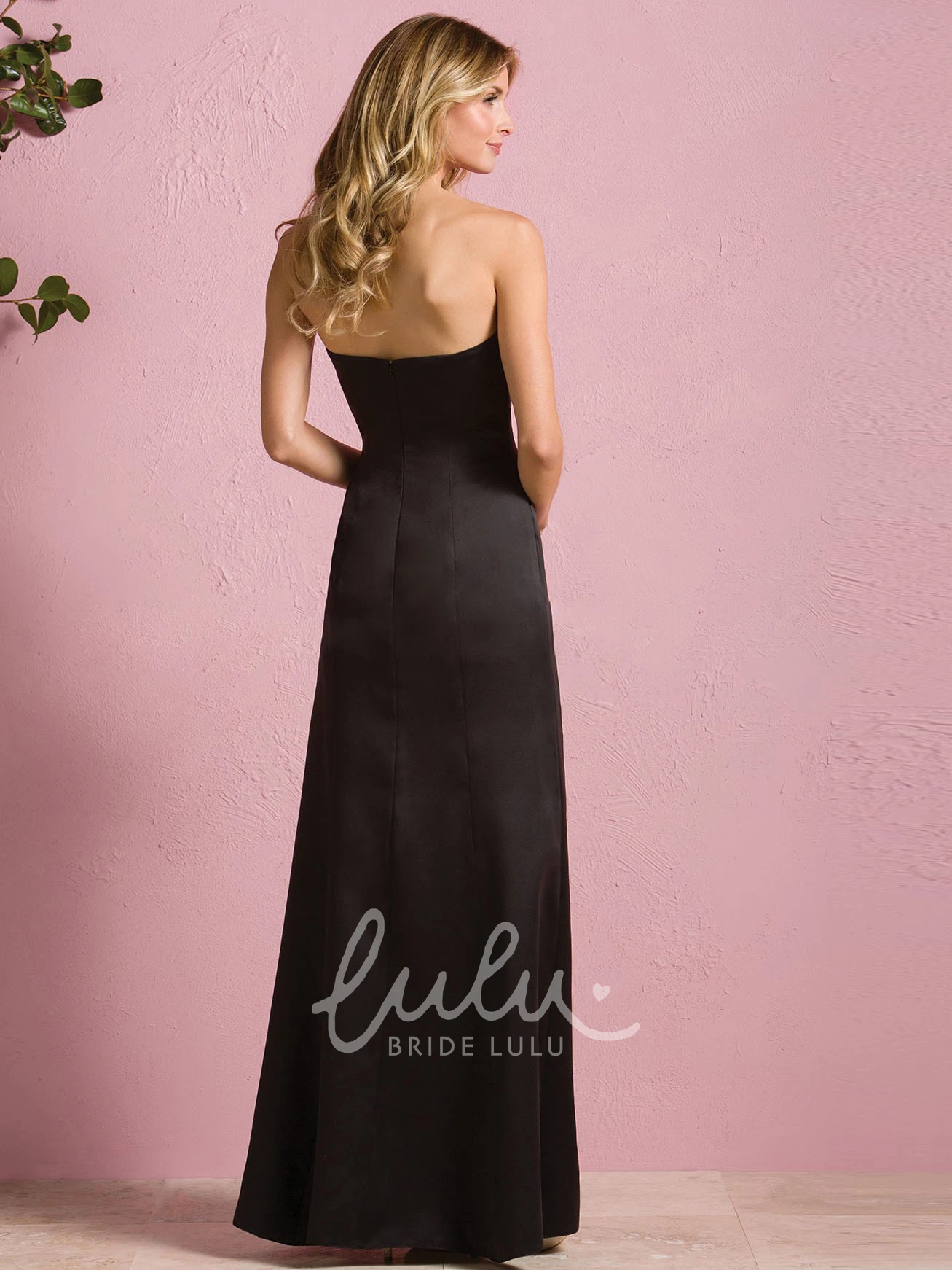 Satin Floor-Length Bridesmaid Dress with Ruches Classy Bridesmaid Dress