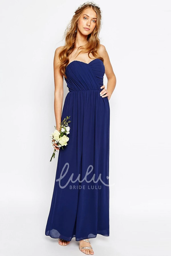 Sweetheart Ruched Chiffon Bridesmaid Dress Ankle-Length