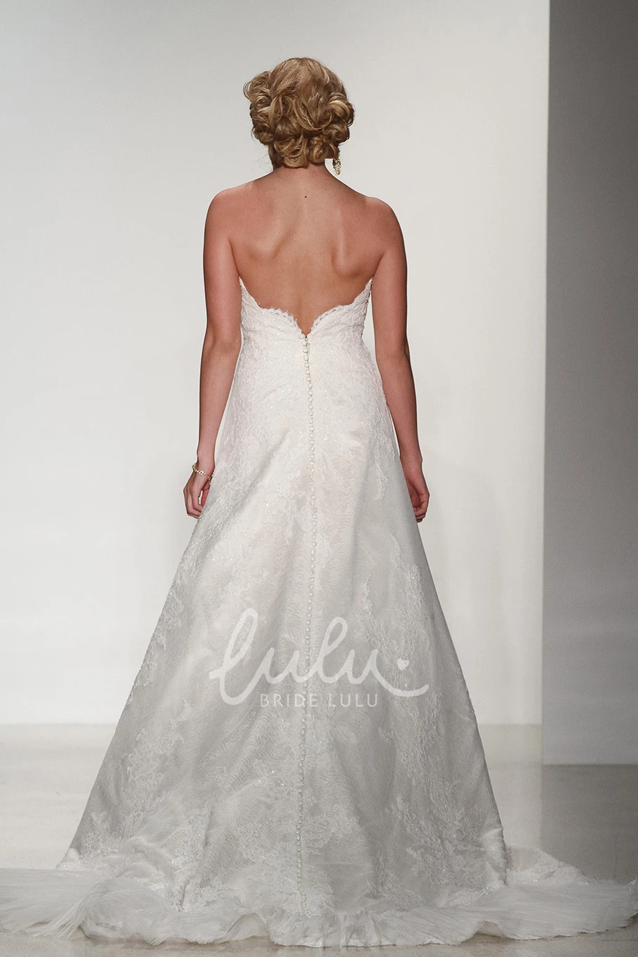 Maxi Lace Deep-V Back A-Line Wedding Dress