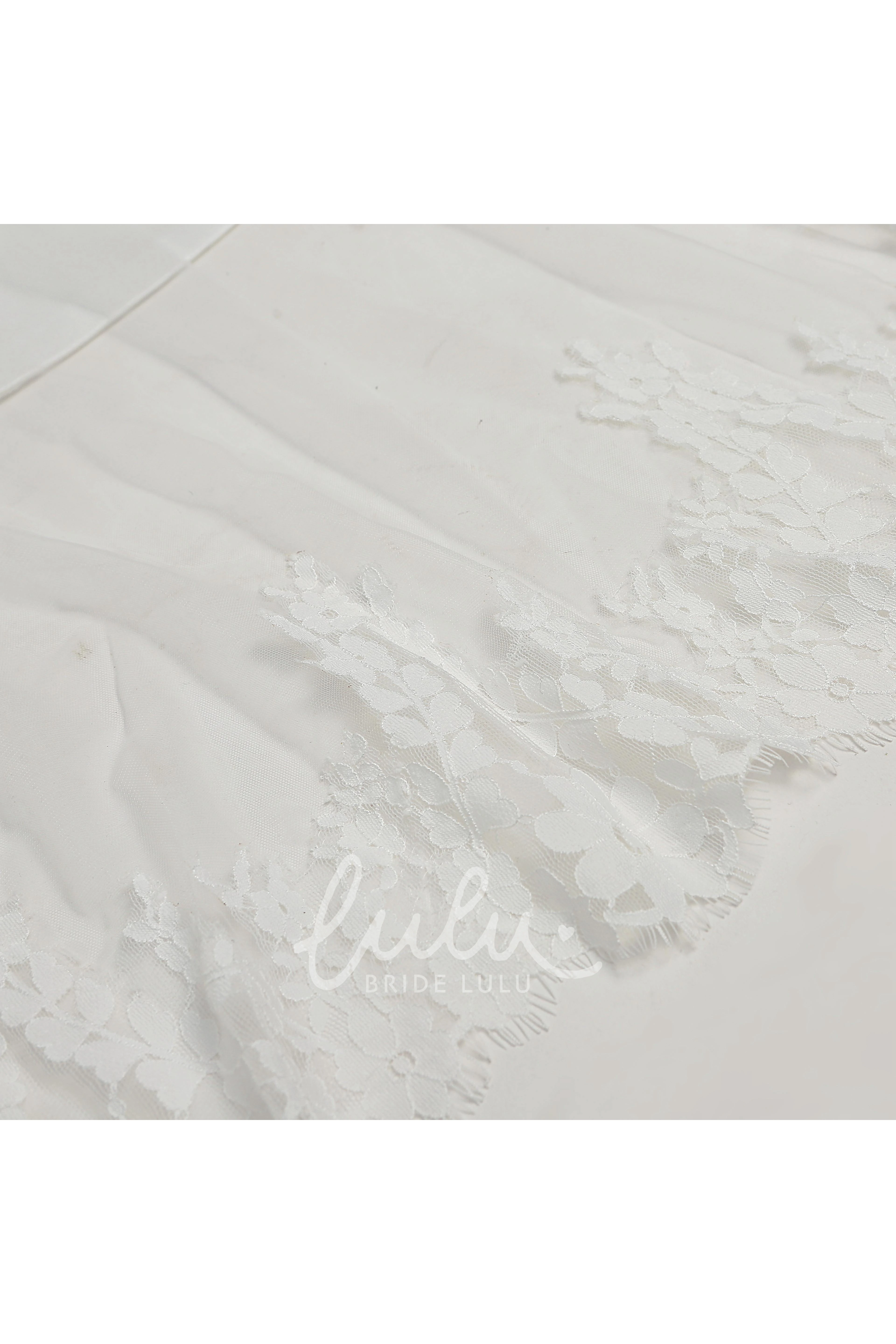 Tulle A-line Wedding Dress with Off-the-shoulder Neckline Spaghetti Straps Bell Sleeves and Illusion Details