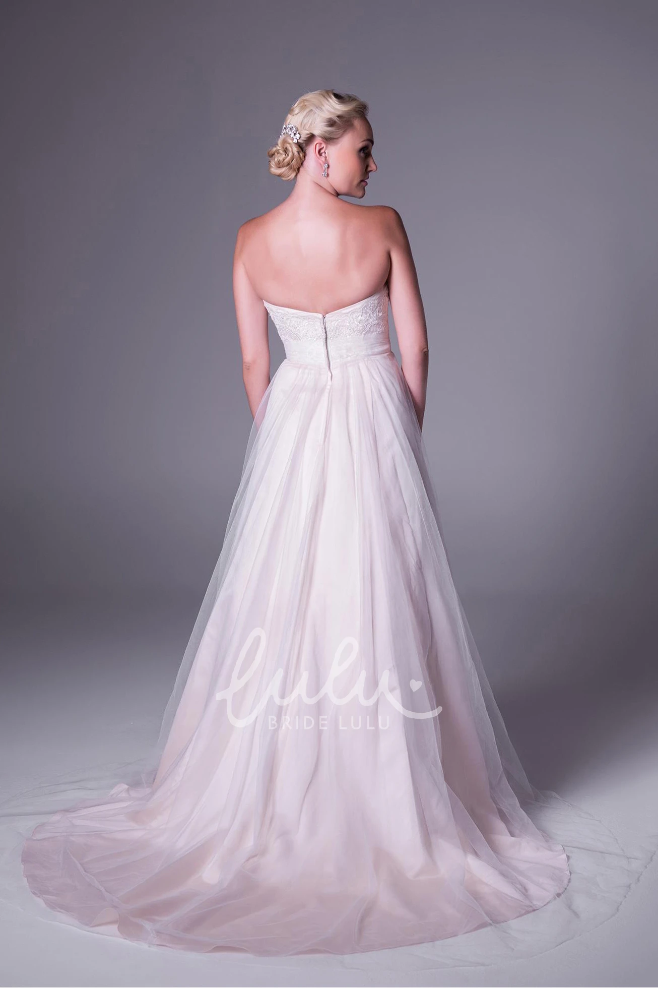 Tulle Strapless A-Line Wedding Dress with Flowy Skirt