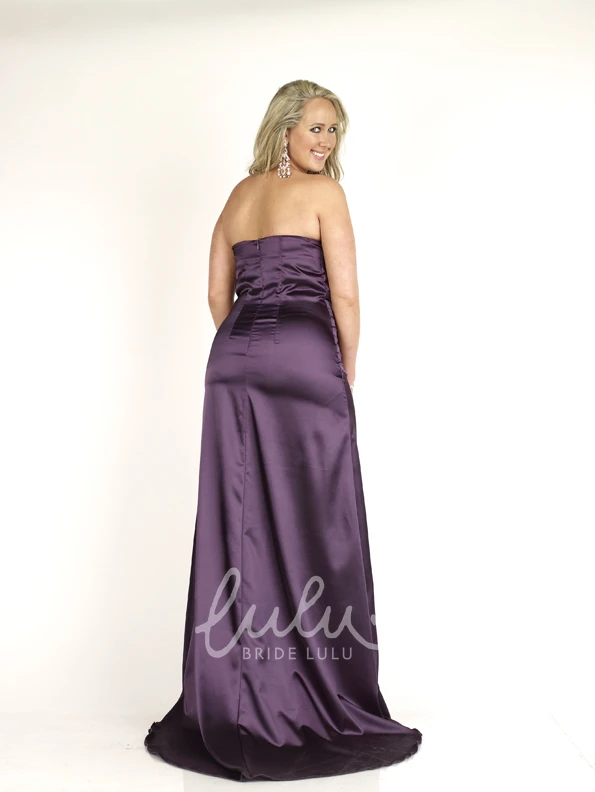Satin Strapless Ruched Sheath Formal Dress with Jeweled Back
