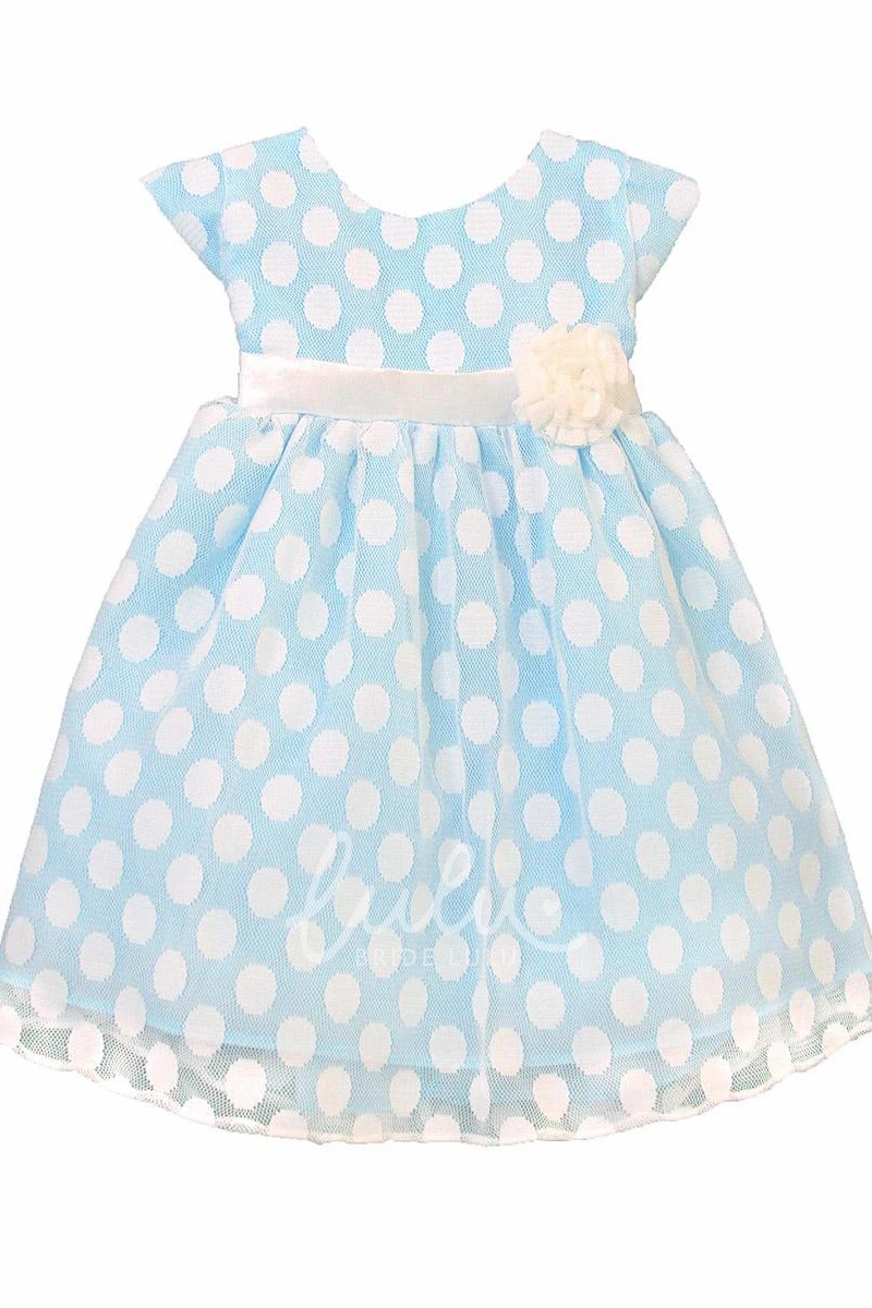 Cap-Sleeve Empire Tea-Length Flower Girl Dress Simple and Flowy Wedding Dress