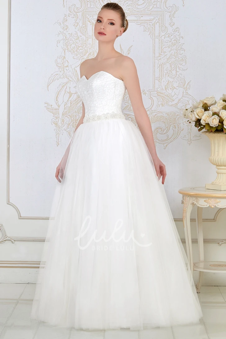 Tulle Sweetheart Sleeveless Ball Gown Wedding Dress with Jeweled Bodice