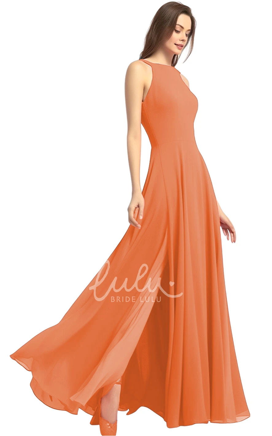 Casual A-Line Chiffon Bridesmaid Dress with Halter Neck and Split Front 2025 Classy