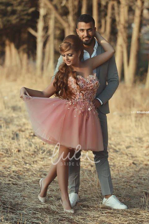 Sweetheart Tulle Homecoming Dress with Flowers Glamorous & Short