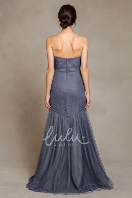Long Sleeveless A-Line Sweetheart Tulle Bridesmaid Dress with Criss-Cross Modern Bridesmaid Dress