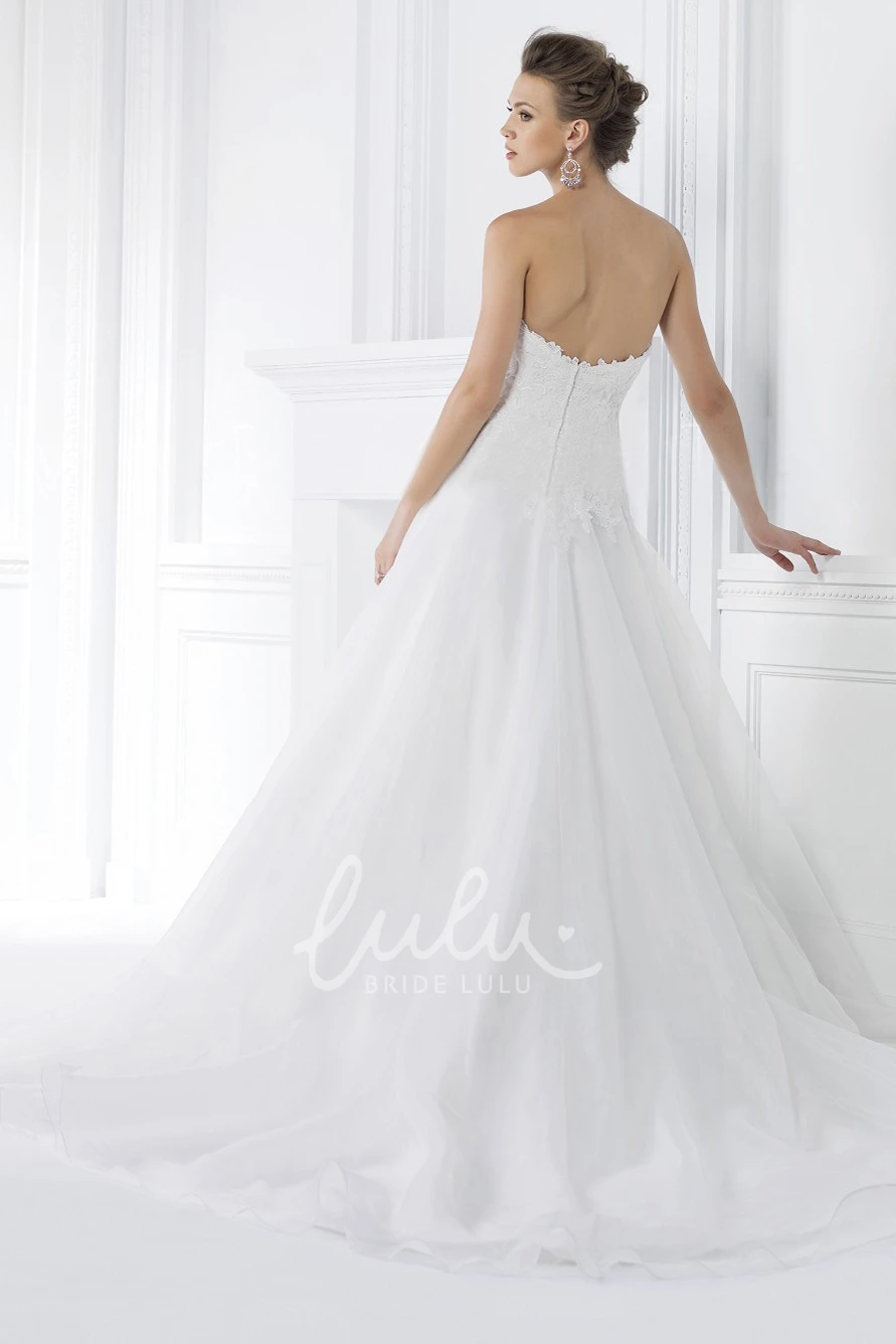 A-Line Lace Wedding Dress with Sweetheart Neckline and Beadings