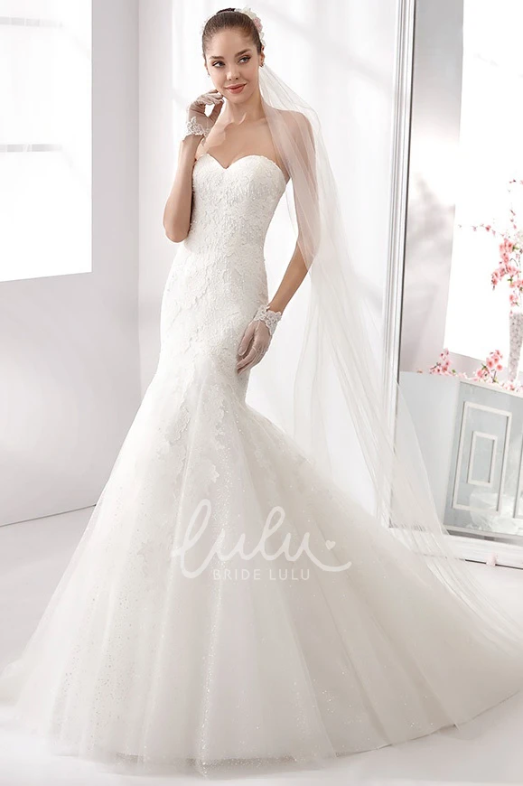Mermaid Style Sweetheart Sheath Wedding Dress with Lace Appliques