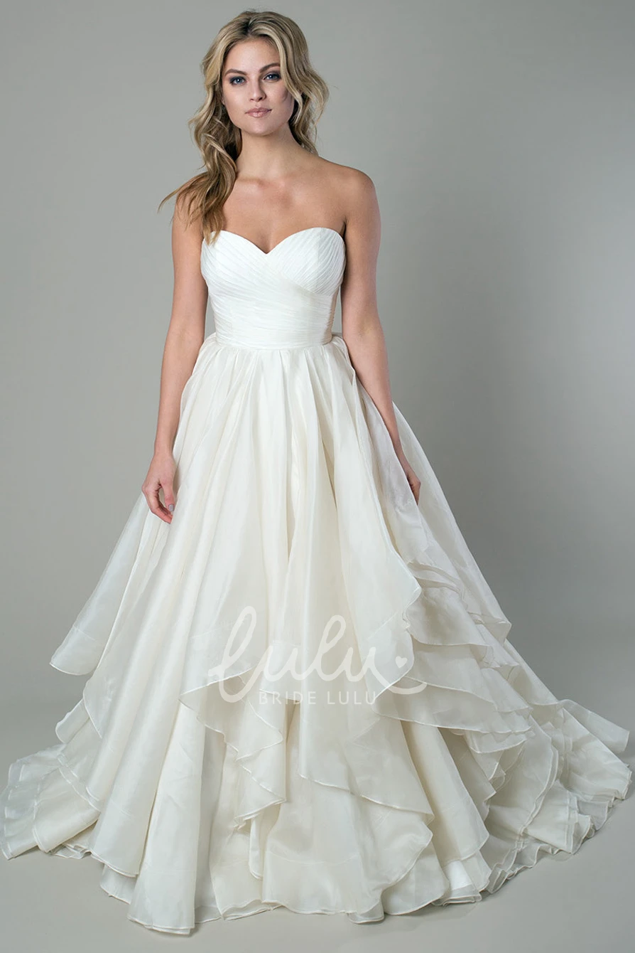 Draped Organza Wedding Dress A-Line Sweetheart Floor-Length Dress Modern