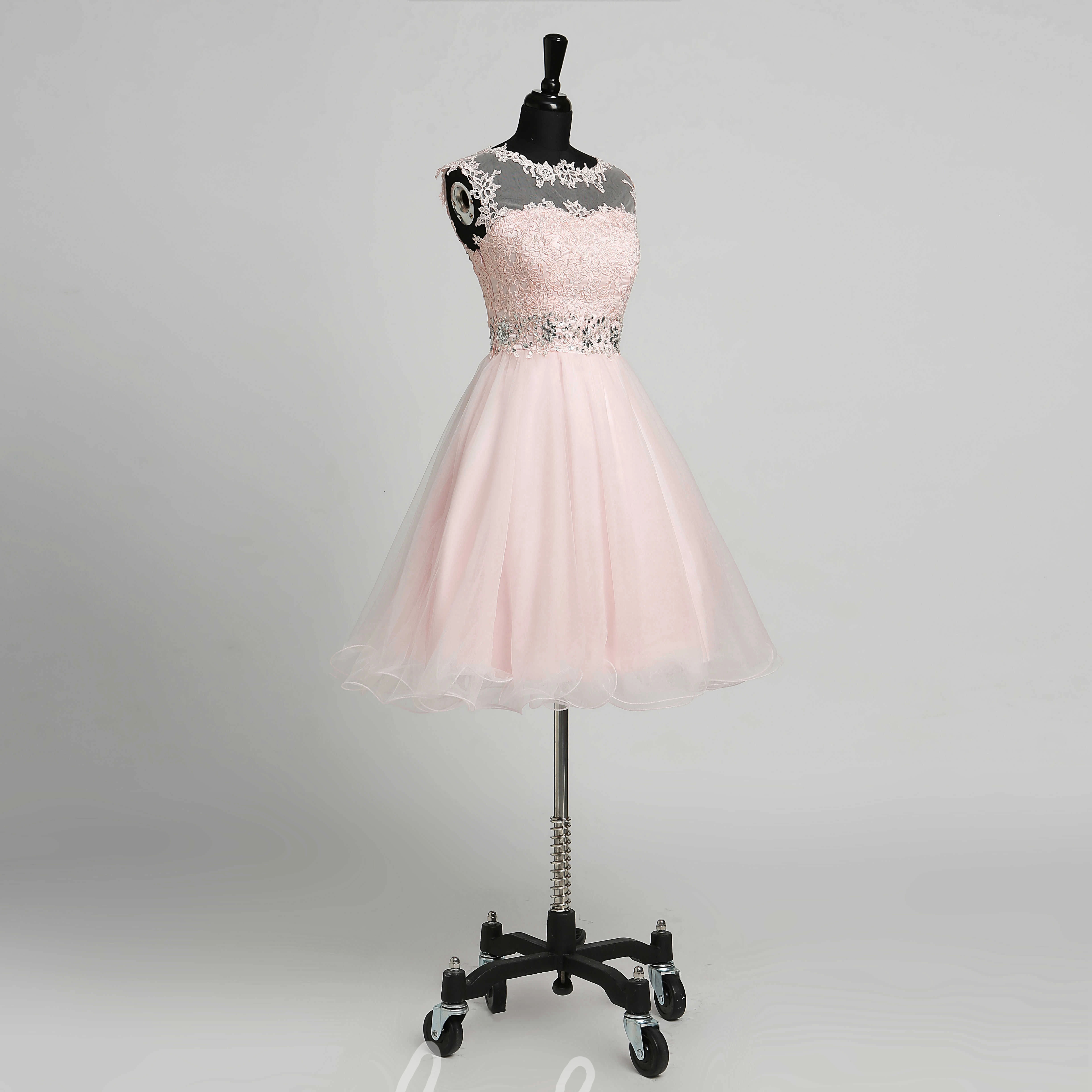 Adorable Lace A-Line Sleeveless Bridesmaid Dress with Illusion and Sequins