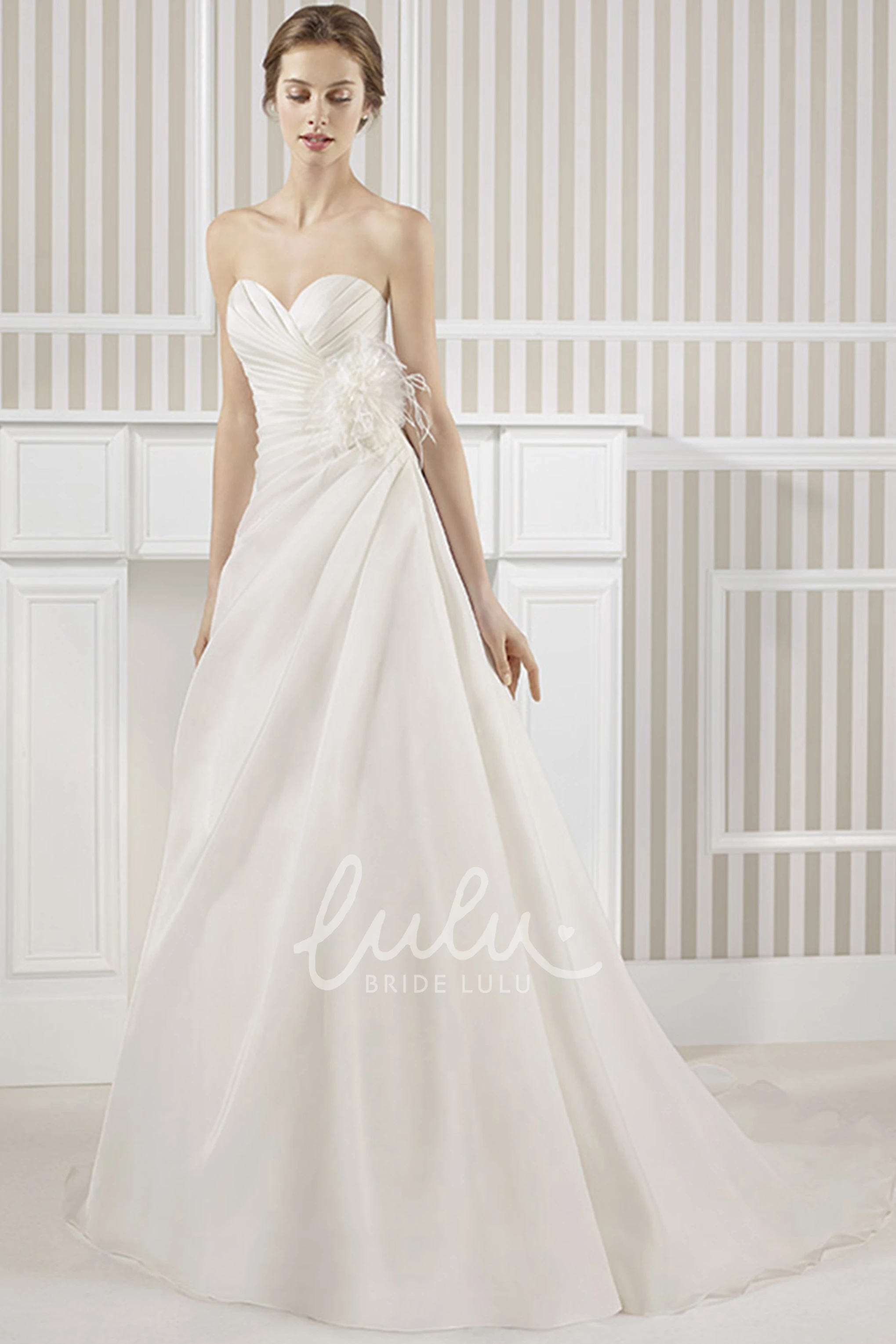 Satin A-Line Wedding Dress with Sweetheart Neckline & Criss Cross Detail