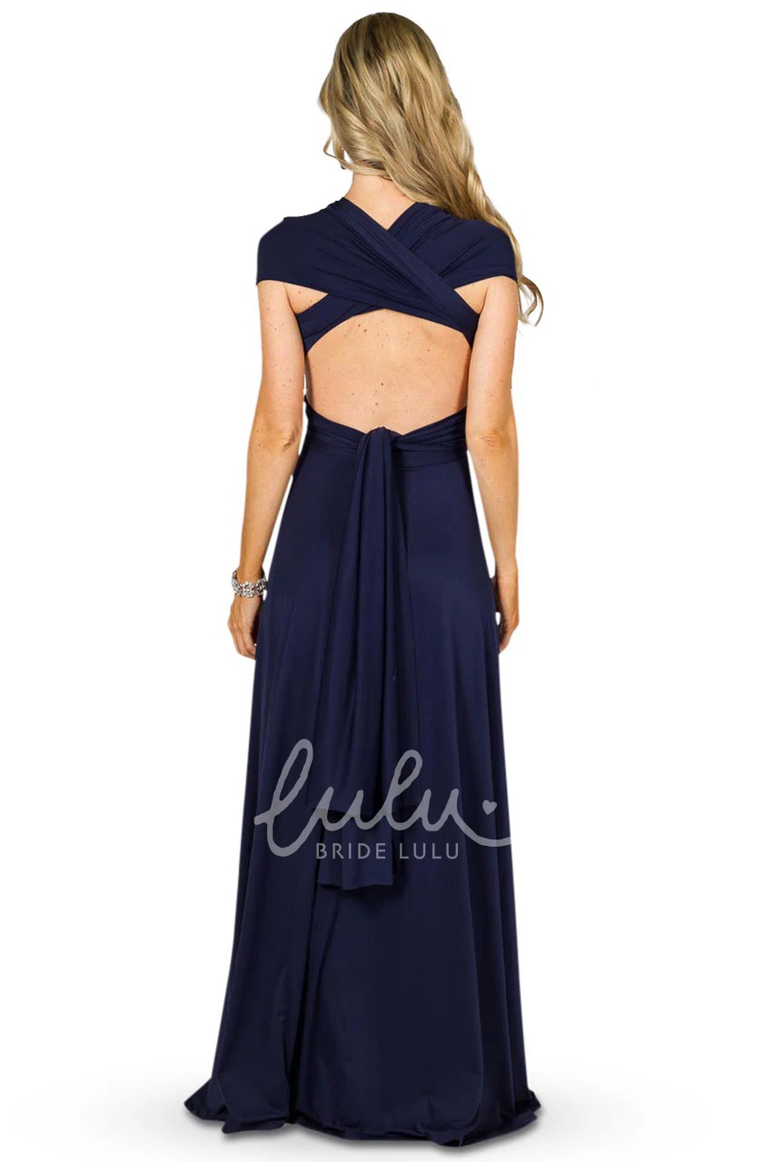 A-Line Halter Maxi Chiffon Bridesmaid Dress Sleeveless and Convertible