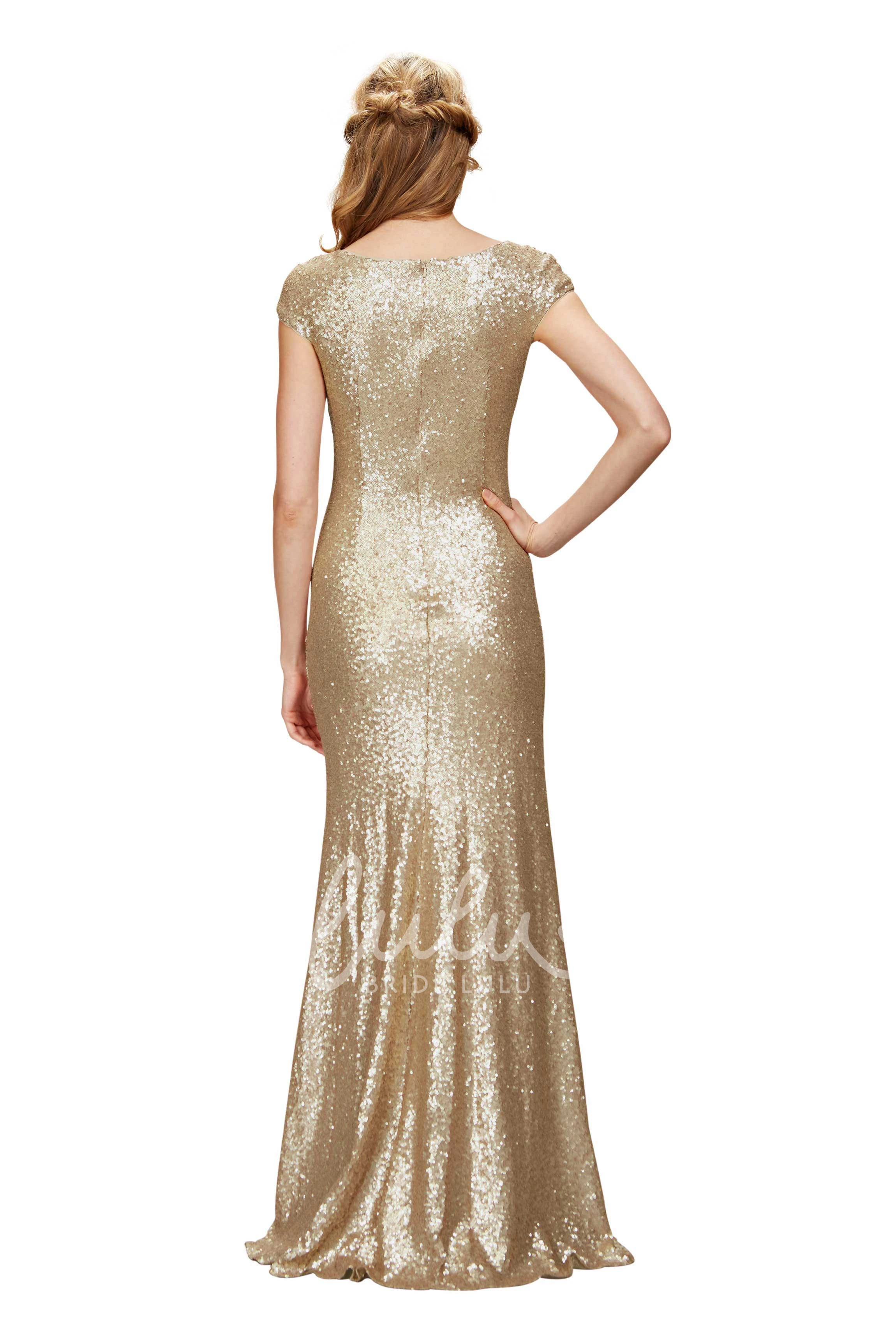 Strapless Multi-Color Sequin Bridesmaid Dress with Brush Train Convertible