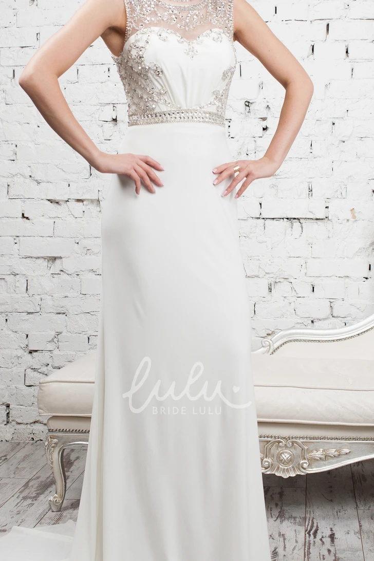 Long Sleeveless Chiffon Sheath Formal Dress with Beaded Detail