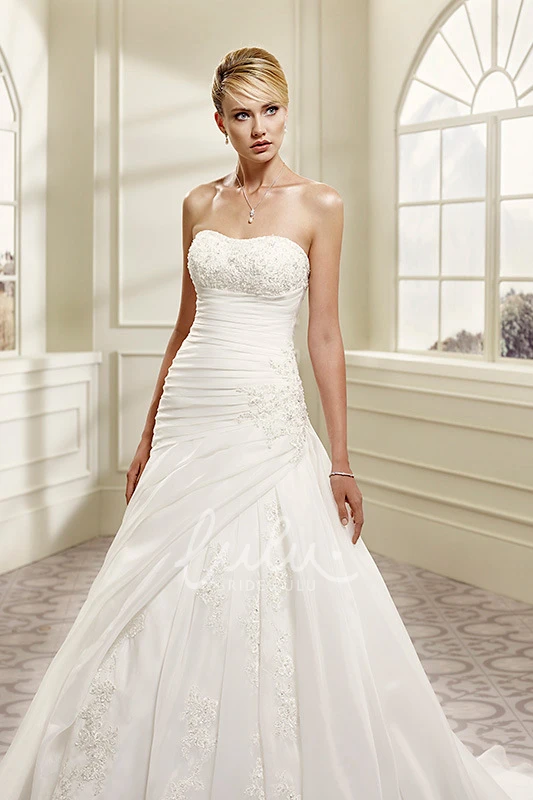 Ruched Organza&Lace A-Line Wedding Dress with Sweetheart Neckline