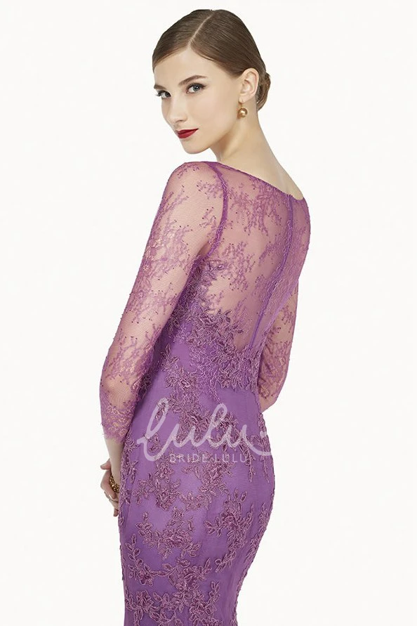 Appliqued Illusion Sleeve Tulle Long Prom Dress