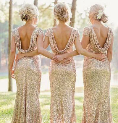 Sequin Bateau Cap Sleeve Prom Dress for Bridesmaids