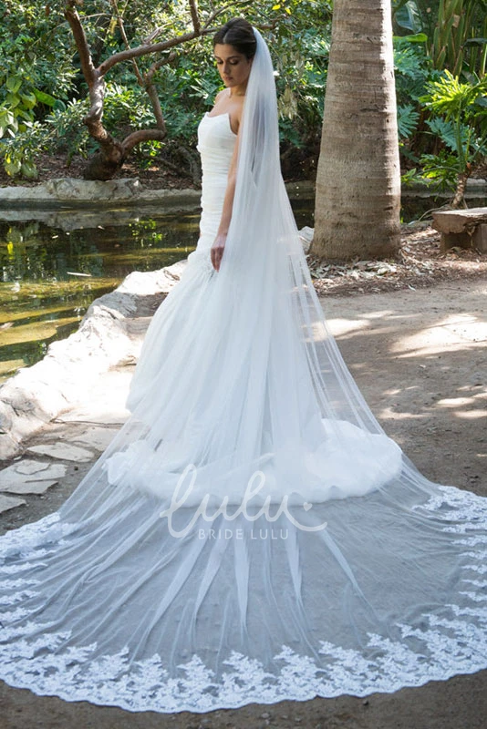 Lace Edge Long Tail Wedding Veil Elegant Bridal Accessory