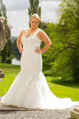 Mermaid Lace Wedding Dress with Sequins Straps and Sweetheart Neckline