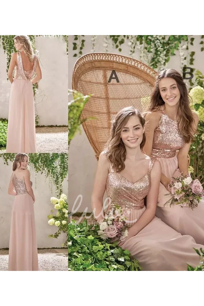 Chiffon Halter A-line Bridesmaid Dress with Sequins and Ruching