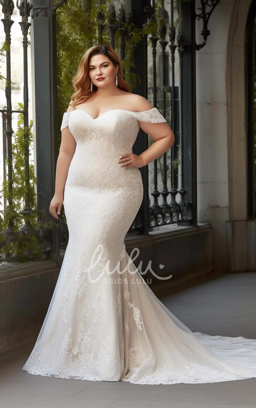 Plus Size Mermaid Lace Tulle Wedding Dress 2025 Sexy Elegant Court Train