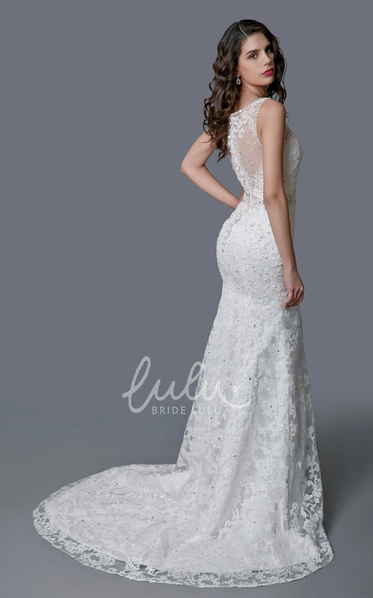 Lace Mermaid Winter Wedding Dress with V-Neck and Illusion Back Elegant and Amazing