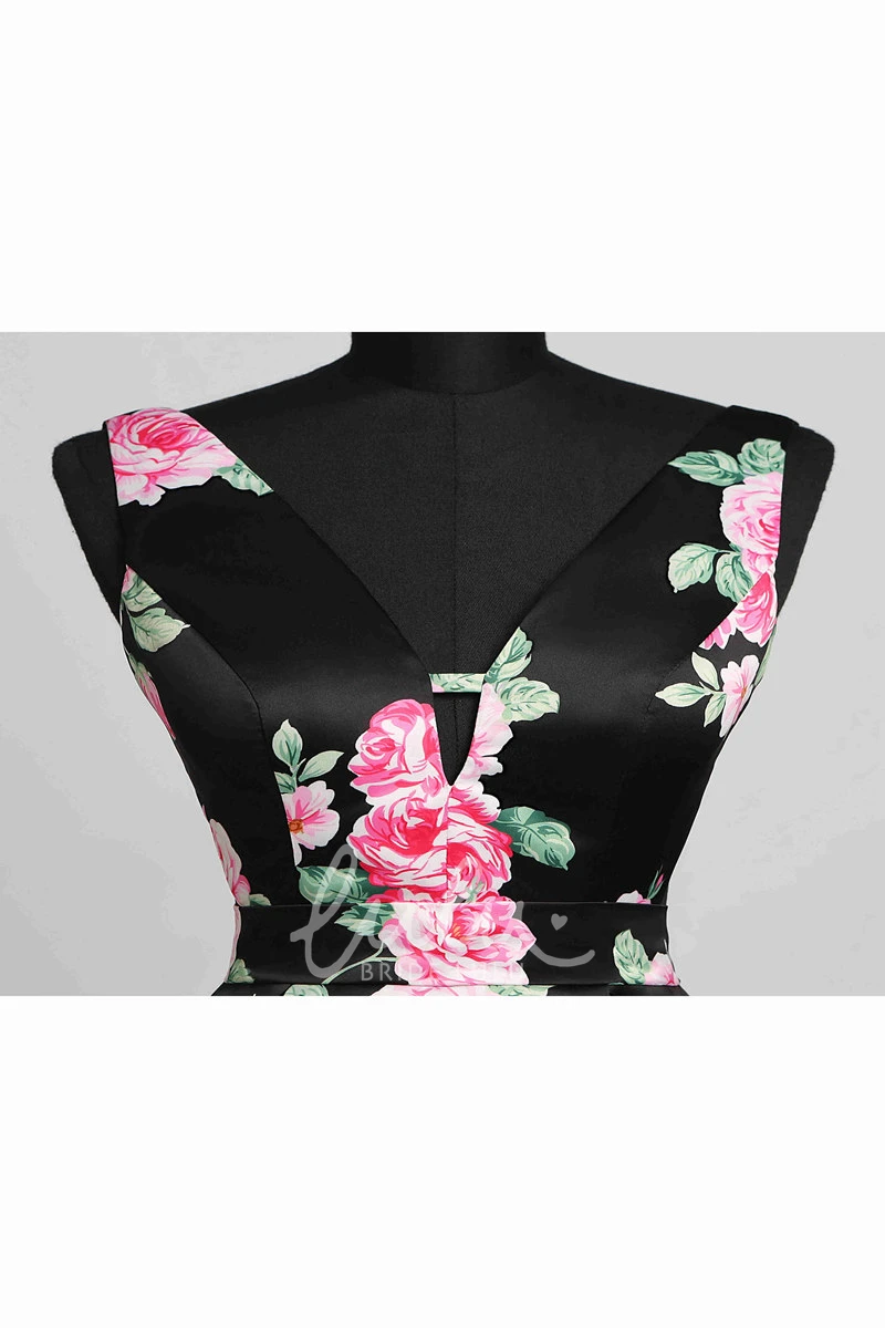 Sexy Satin Sheath V-Neck Sleeveless Mini Formal Dress with Deep-V Back