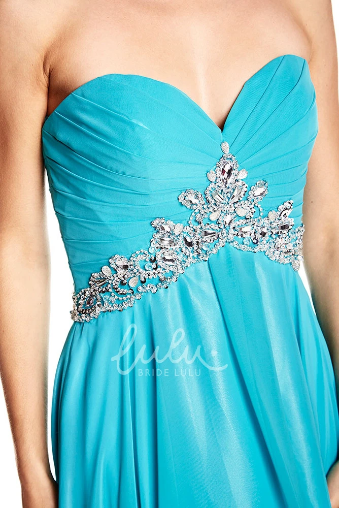 Sweetheart Sleeveless Criss-Cross Chiffon Prom Dress Flowy Prom Dress