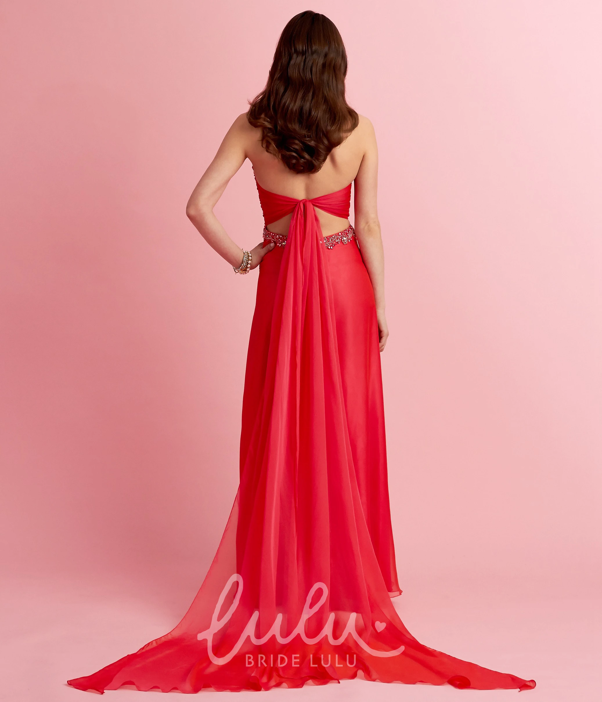 A-Line Backless Beaded Sweetheart Chiffon Maxi Dress