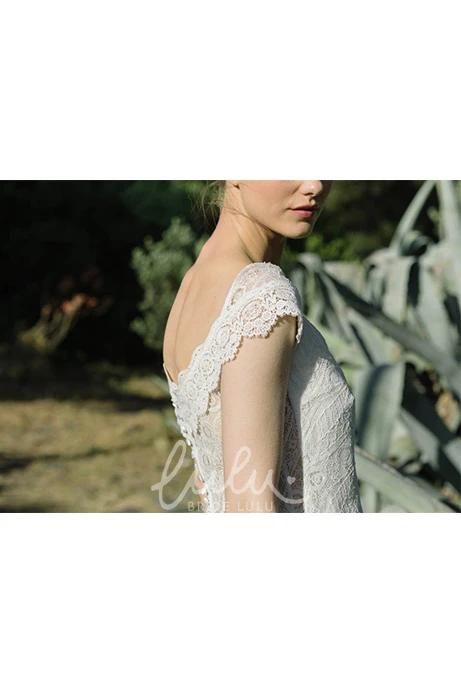 Two Piece V-neck Lace Wedding Dress Simple & Modern