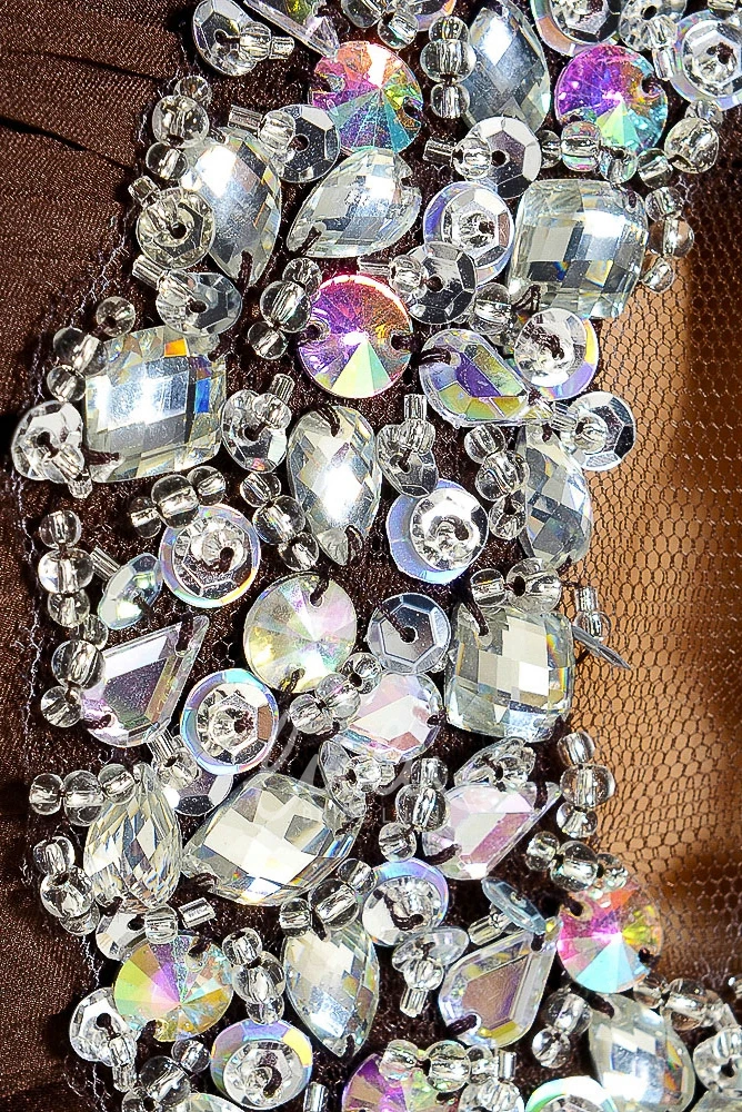 Long A-Line Chiffon Prom Dress with Beaded Sleeveless Bodice and Zipper Back