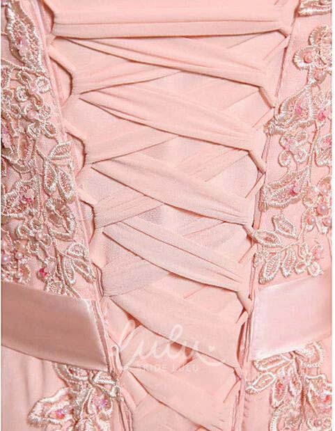 A-line Chiffon Bridesmaid Dress with Lace Appliques Sexy Jewel Neckline