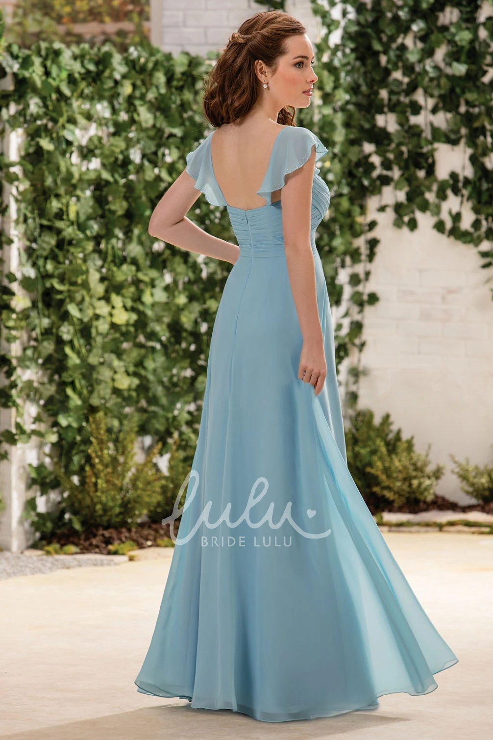A-Line Bridesmaid Dress with Crisscross Ruching and Square Back Modern Bridesmaid Dress
