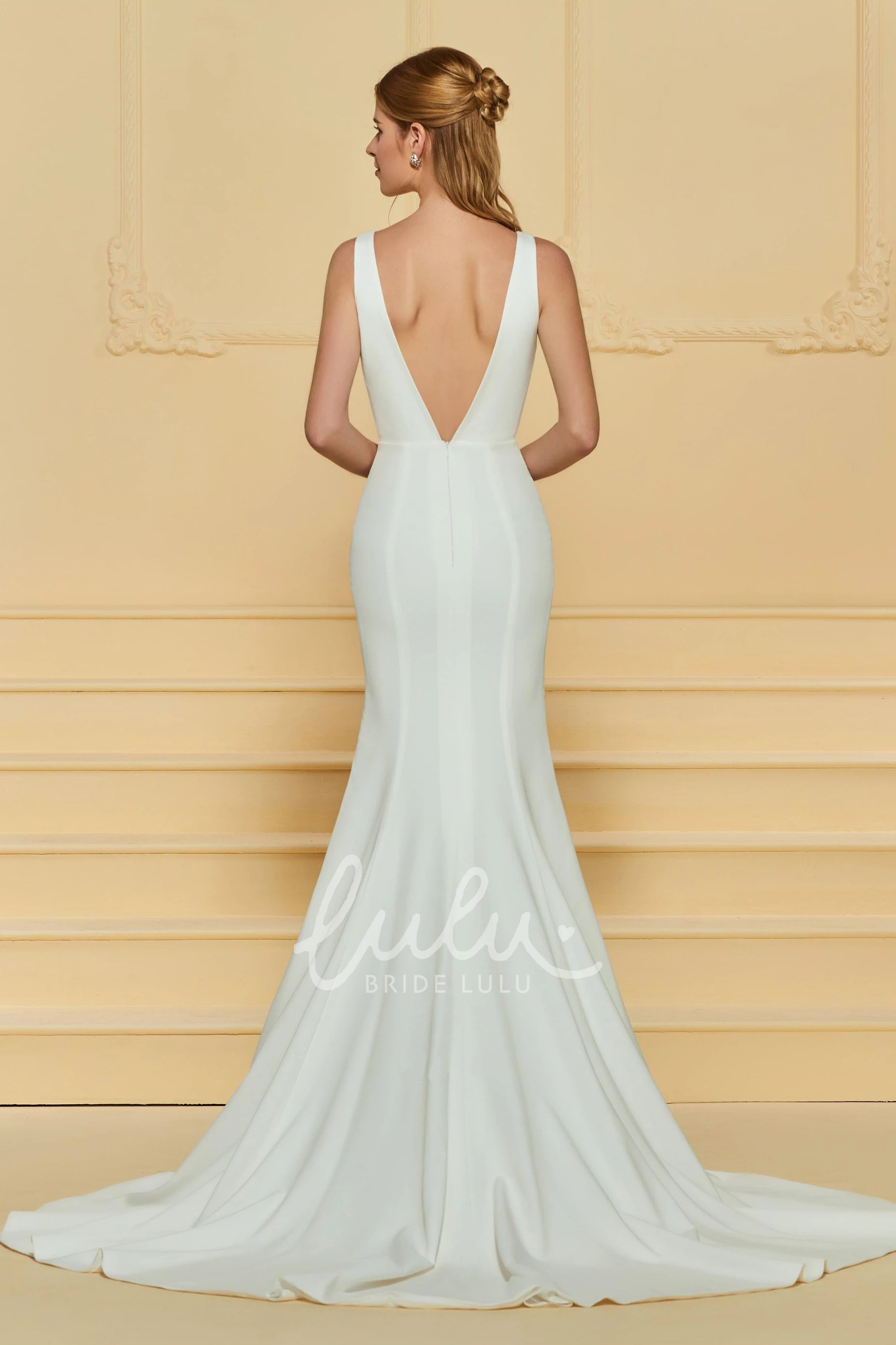 Plunging Sleeveless Chiffon Deep-V Back Formal Dress Sexy & Flowy